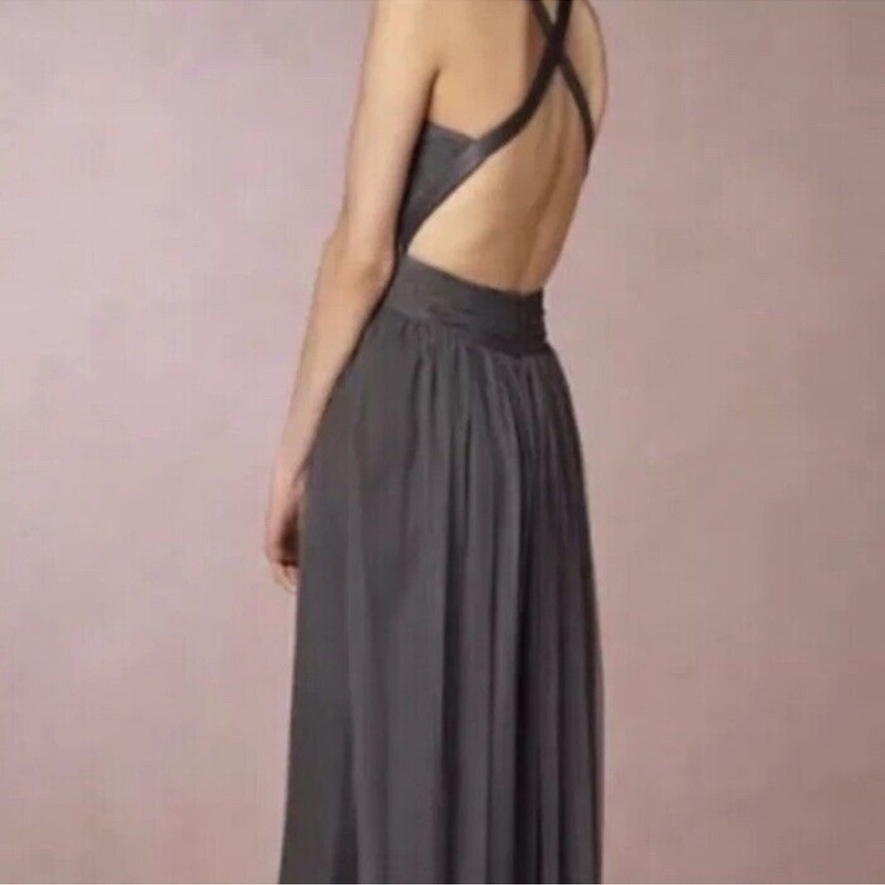 BHLDN Edith Tulle Crisscross Back Formal Dress Gray - Picture 10 of 11